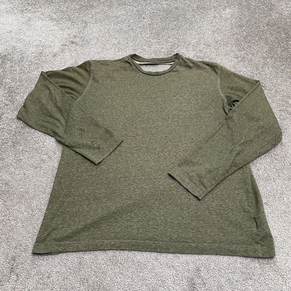 Columbia Omni Wick T-Shirt Mens Large Heather Green Crew Neck Long Sleeve Tee